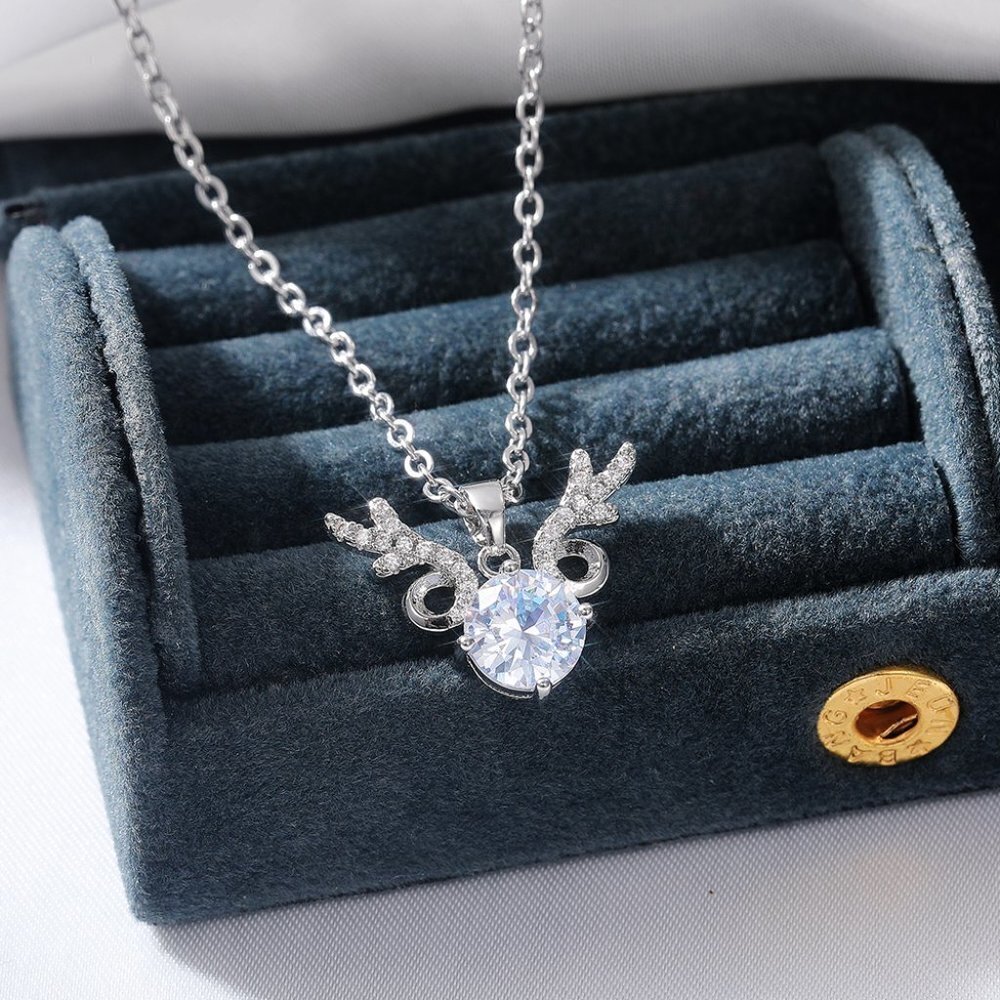 💎 Unique Antlers Design Clavicle Pendant Necklace for Women, INDN8636 - Picture 6 of 6